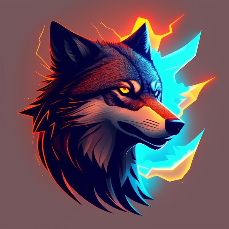 clear-lion207: A stylized wolf's head with glowing eyes and jagged ...