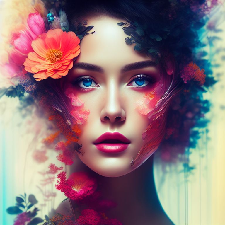 евгенийфёдоров: bouquet of flowers, number eight, woman's face ...