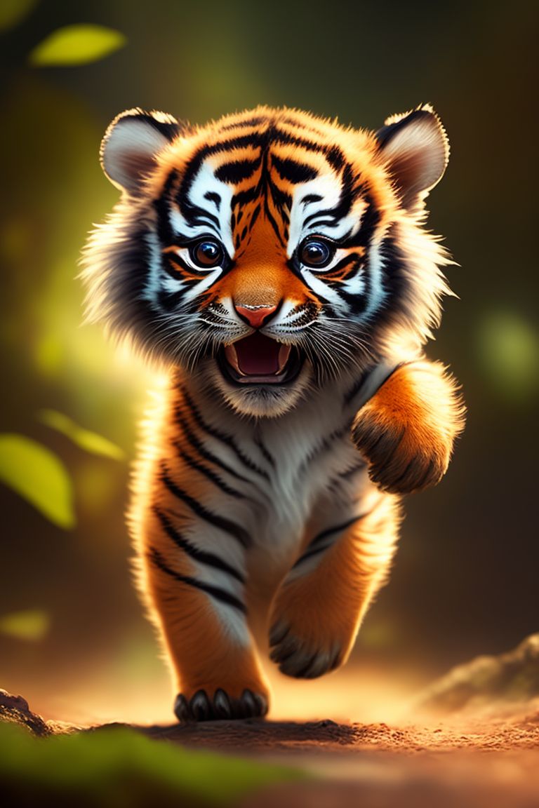 idle-turtle85: a cute baby tiger chasing a butterfly