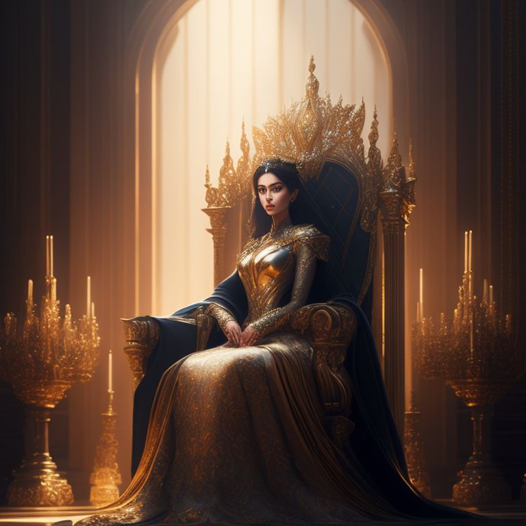 Trained Crow822 Queen Sitting On A Throne Inside A Throne Room Beside Her Son And Daughter 