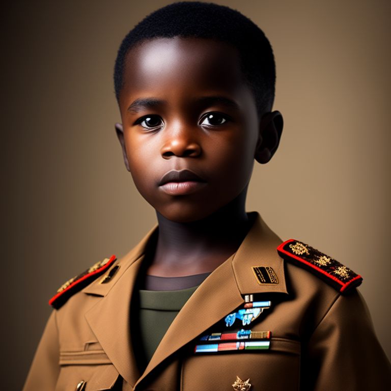 refugy african boy
 

 in military uniform
