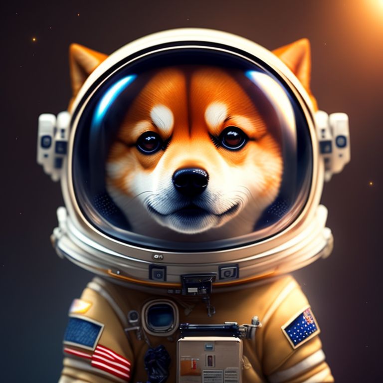 some-slug830: A Shiba Inu in an astronaut suit without the helmet