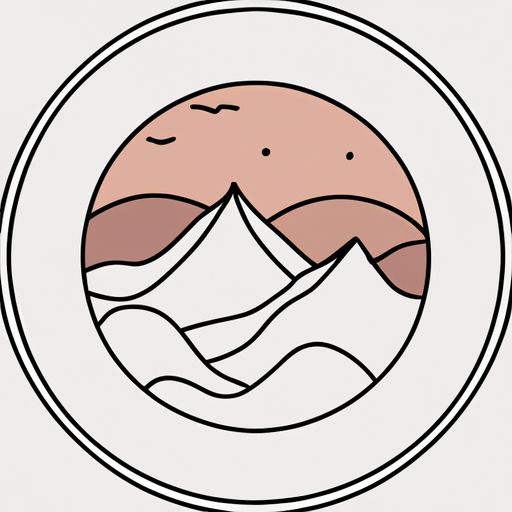 yeapea: mountain skyline in a circle, clean, minimal, monochrome