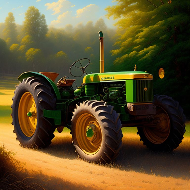 shauncrockett: an oil painting of a John Deere tractor