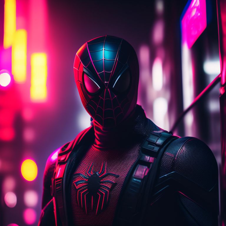 Eg. Spiderman in cyberpunk suite full body , Cinematic, Photography, Sharp, Hasselblad, Dramatic Lighting, Depth of field, Medium shot, Soft color palette, 80mm, Incredibly high detailed, Lightroom gallery