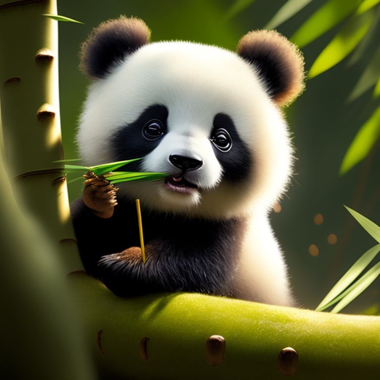vain-oyster902: cute furry panda bear ball size eating bamboo tree