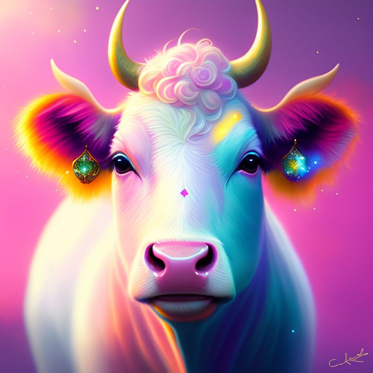 linhtrieu: smiling cow with sparkles