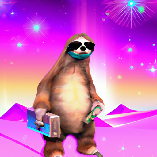 a badass sloth with sunglasses and a bag of money, phong shading, gouraud shading, clipart , in an alien landscape, starry sky, bad cg, metallic reflections, 1990s computer graphics, Gradients, Sci-fi, 1980s aesthetic, windows 3, solidworks, Depth of field, Vaporwave, center-frame