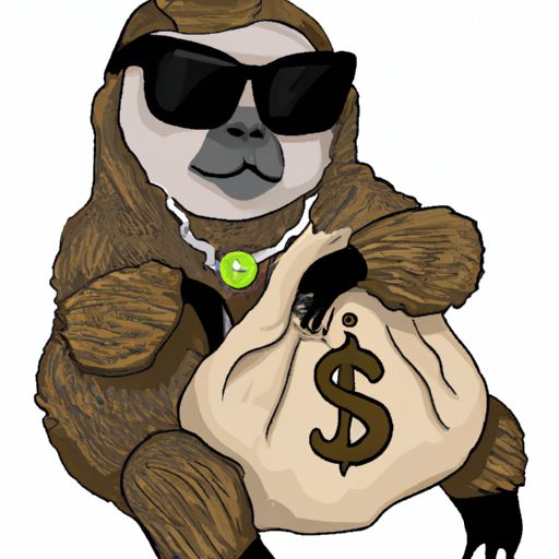 a badass sloth with sunglasses and a bag of money 