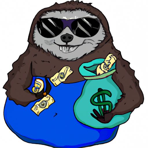 a badass sloth with sunglasses and a bag of money 