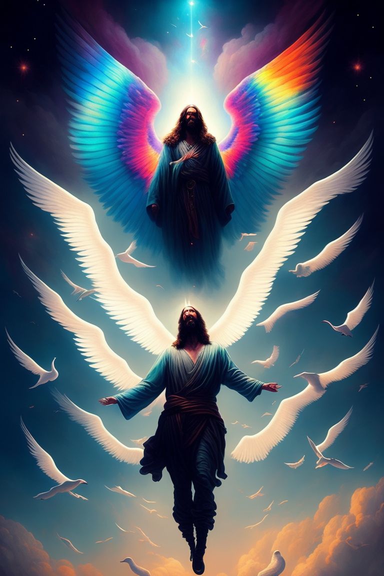 pictures of man angels in heaven