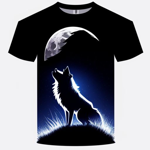 f: A minimalistic vector illustration of a wolf howling at the moon.