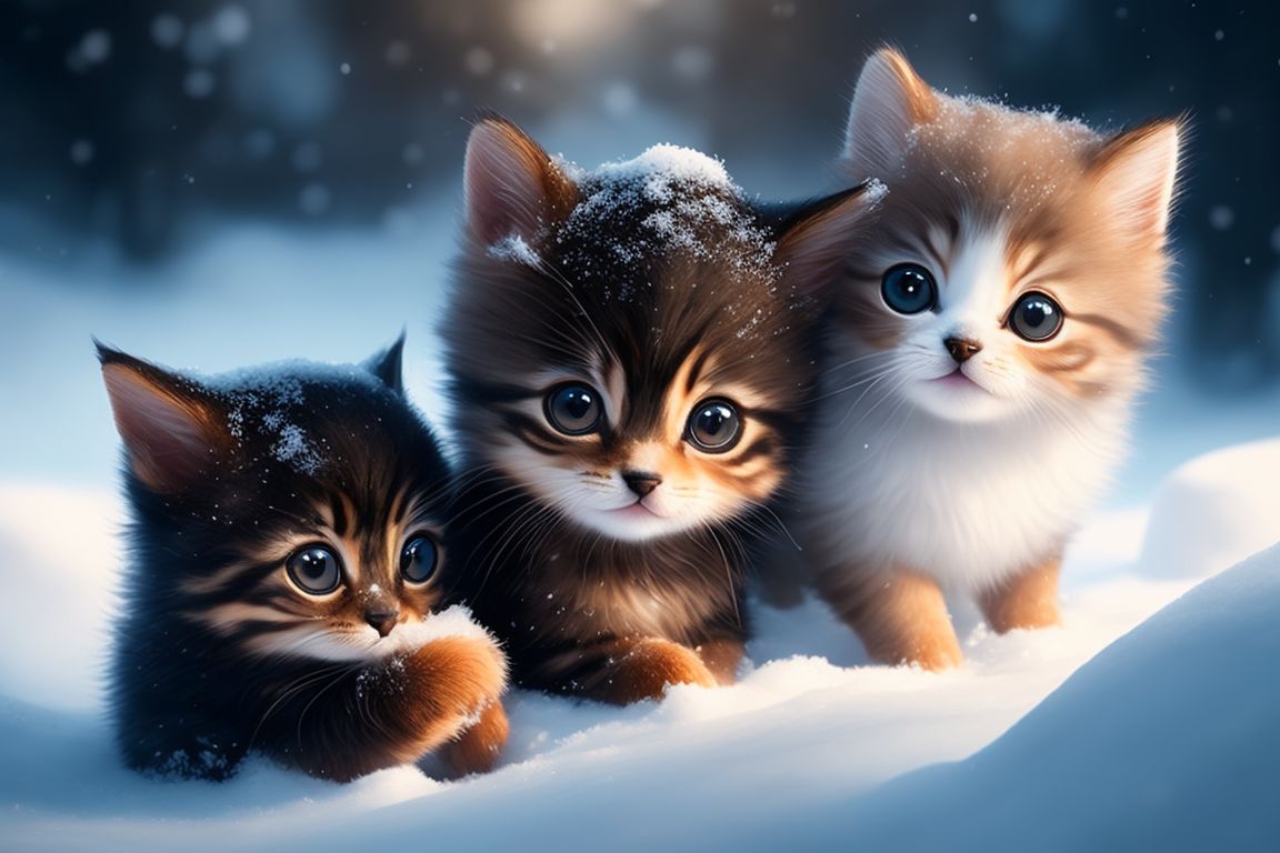smart-bat198: baby cat and baby dog cuddling in snow