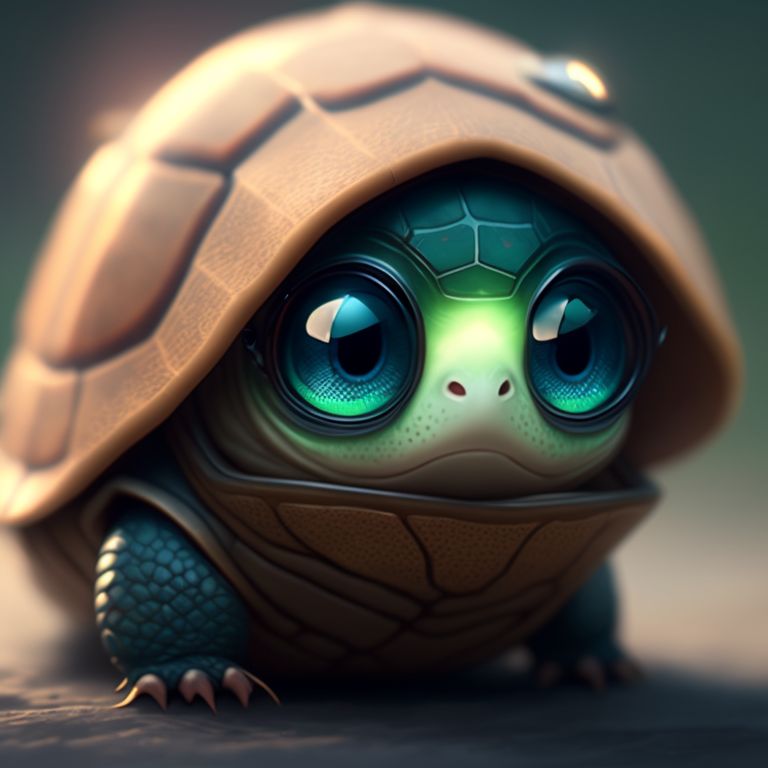 cute turtle cartoon with big eyes