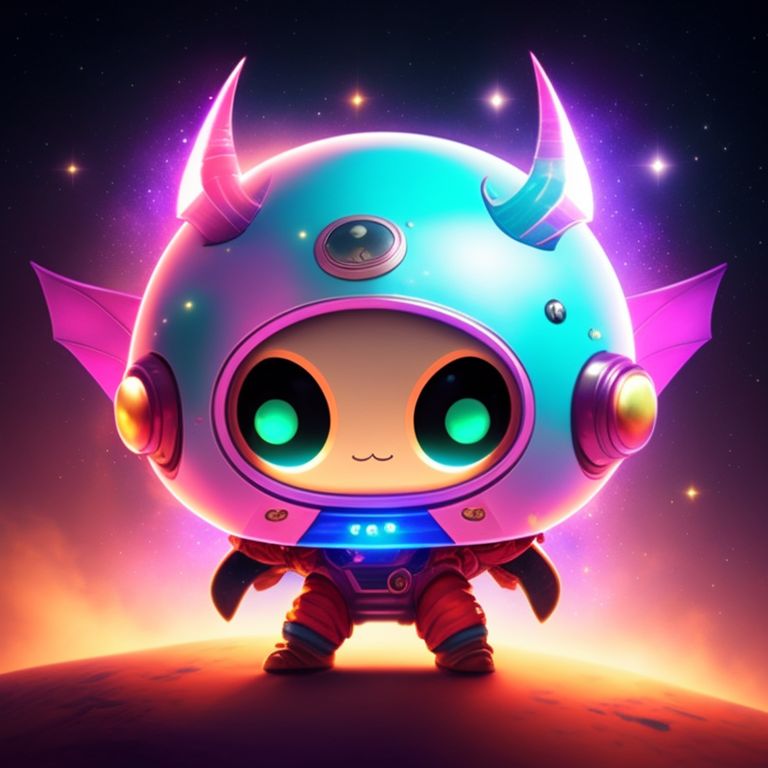 eachmule817 Psychedelic, Adorable penguin Astronaut in Pink and Blue