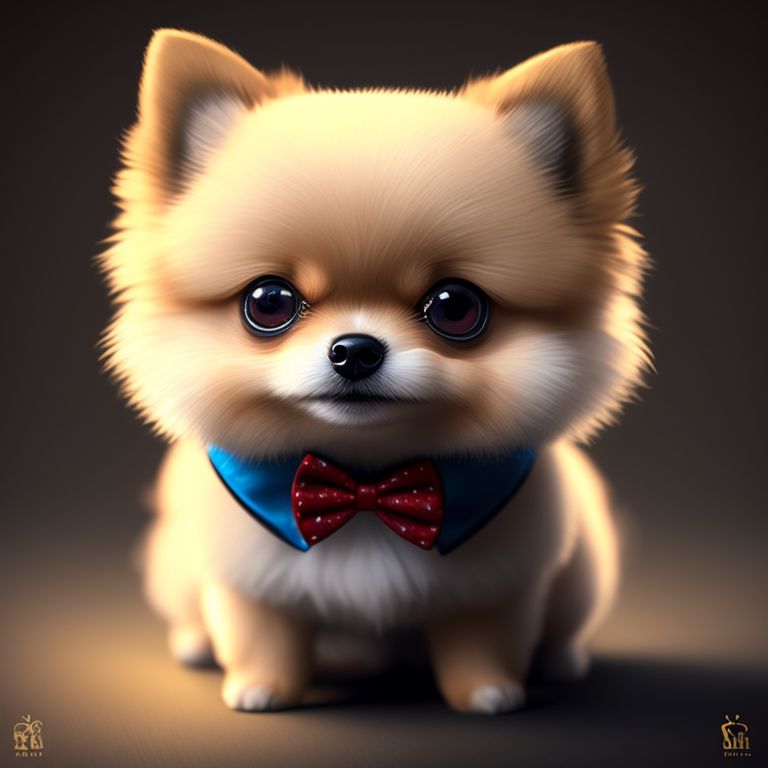 Pomeranian with cheap bow