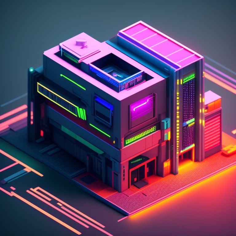 ugly-badger932: cyberpunk building, isometric, sci fi, 8k, 3d render, neon