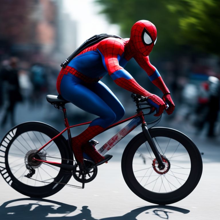 dead-lobster728: spiderman riding a bicycle