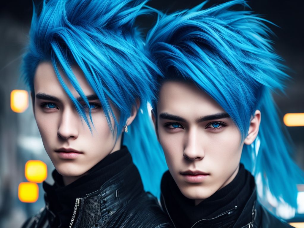 teal blue hair men