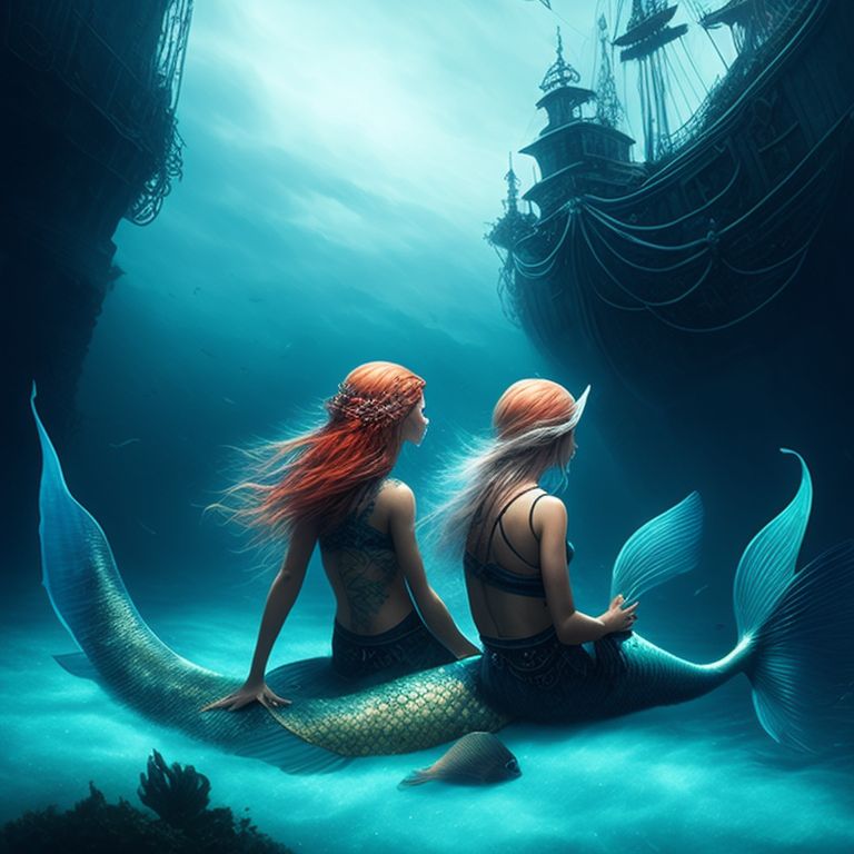 Pretty Mermaids Swimming