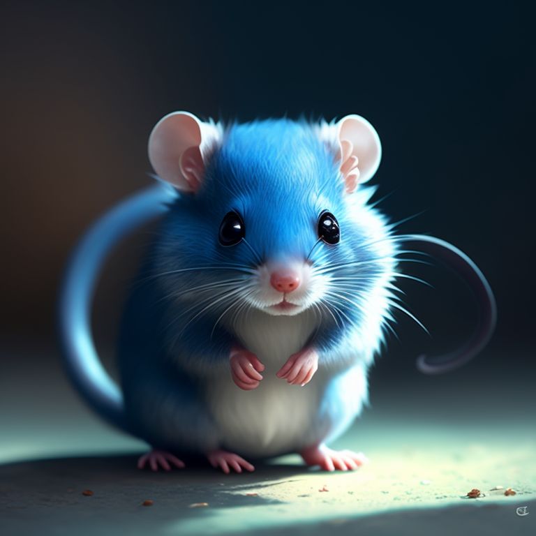 next-eland493: very cute tiny, a cute blue rat, rim lighting ...