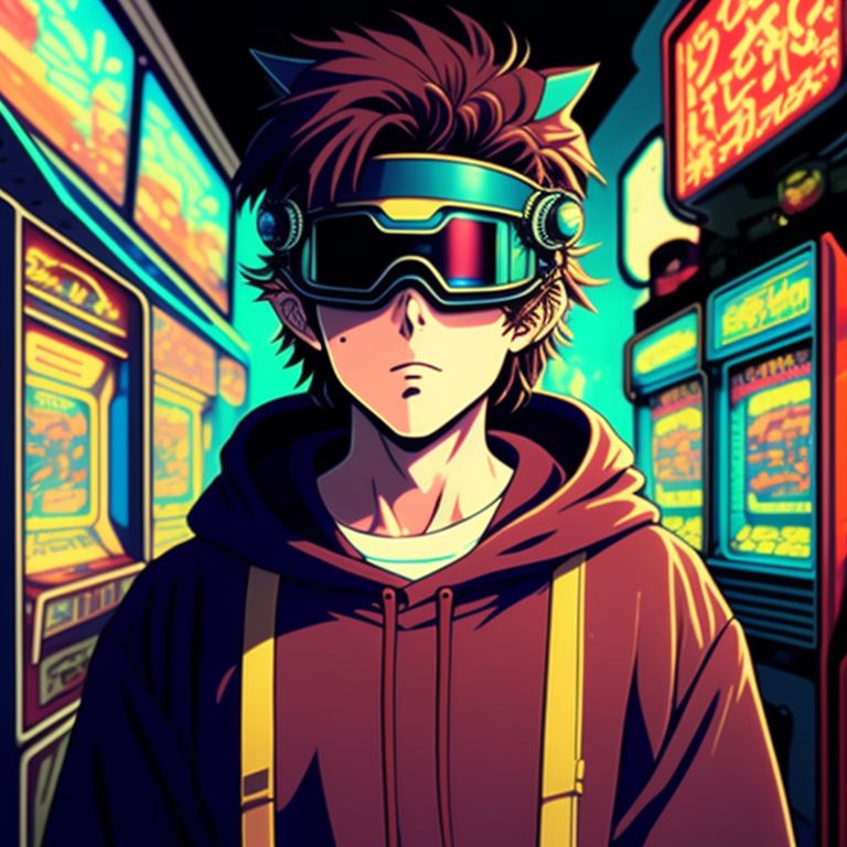 deadlycamel16 Vintage 90's anime style,retro.anime teenager boy with
