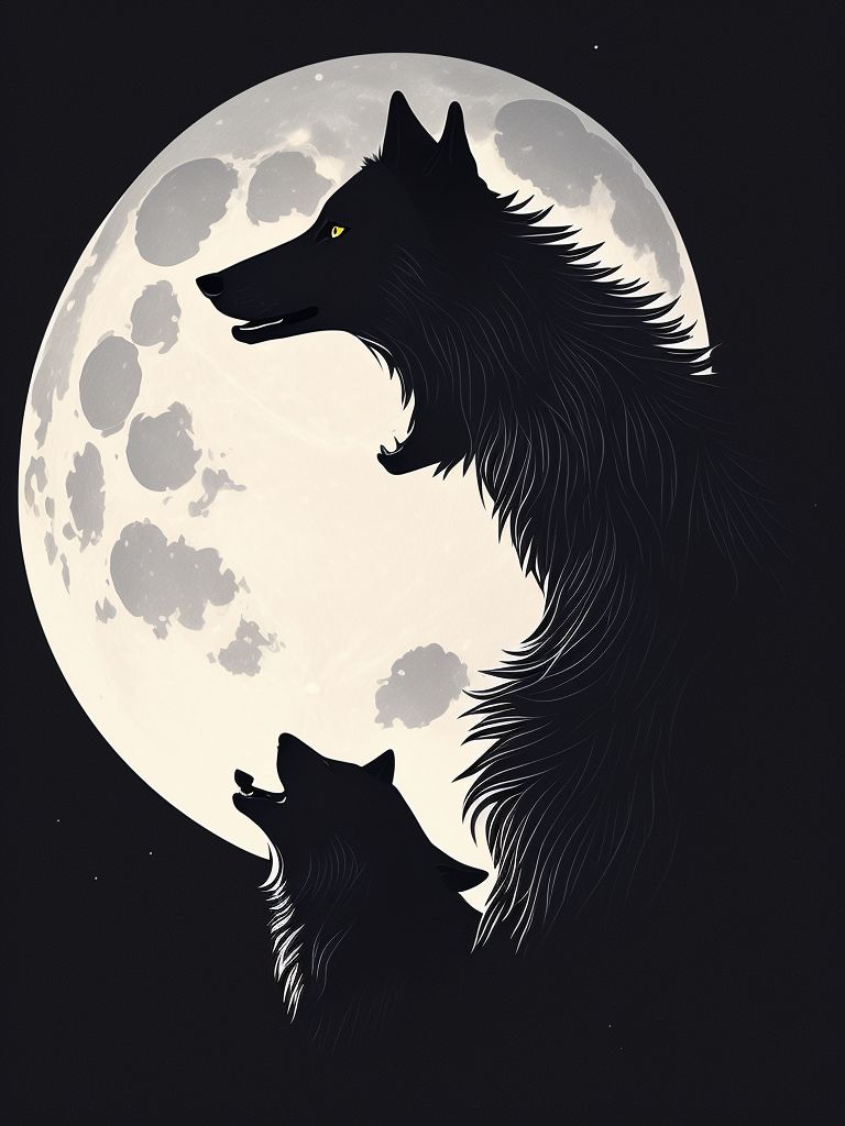 black and white wolf howling at the moon wallpaper