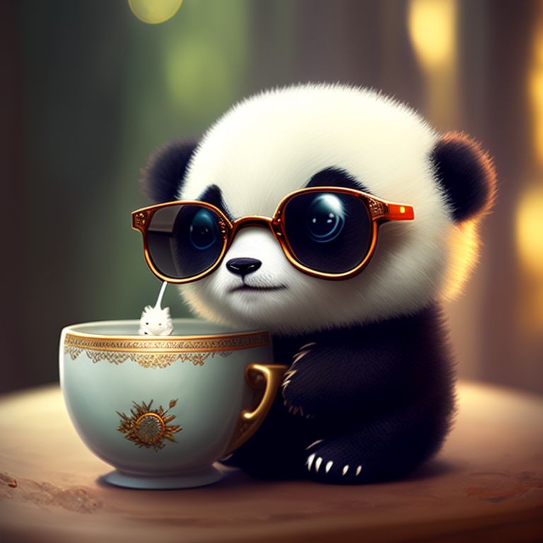 Panda Cup, Cute Glass Panda Teacups, Panda Glass Coffee Cups with Lid