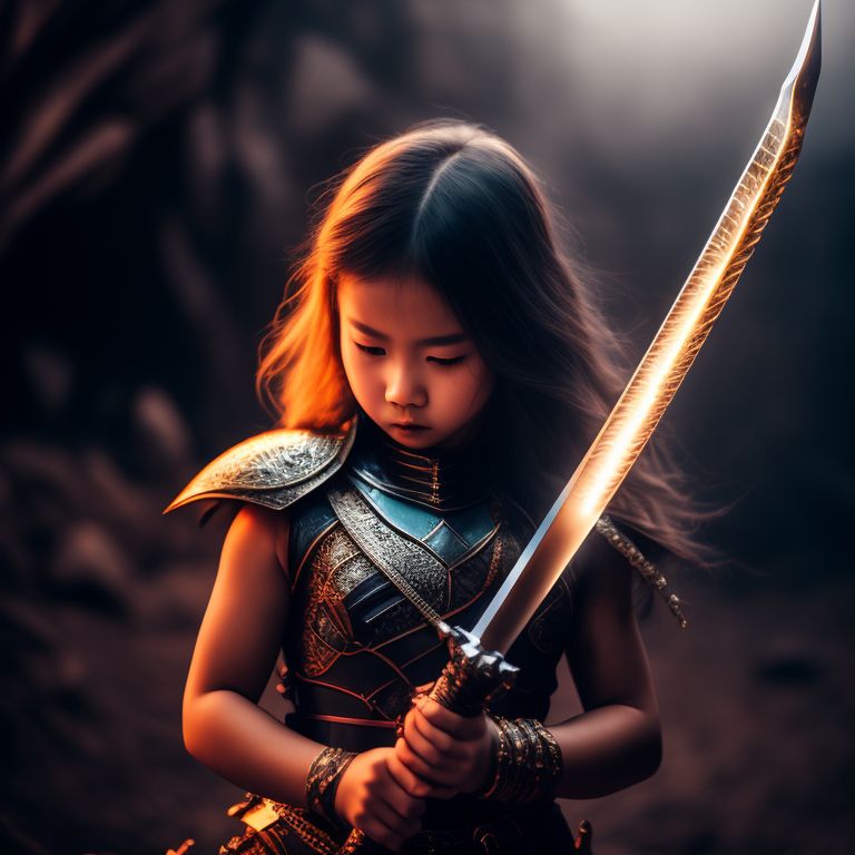 leondgnx: a girl wear dragon skin take a light sword and fighting to dragon