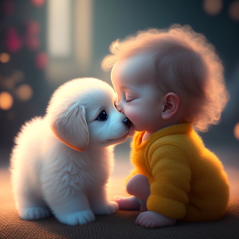 Cute baby hot sale and puppy