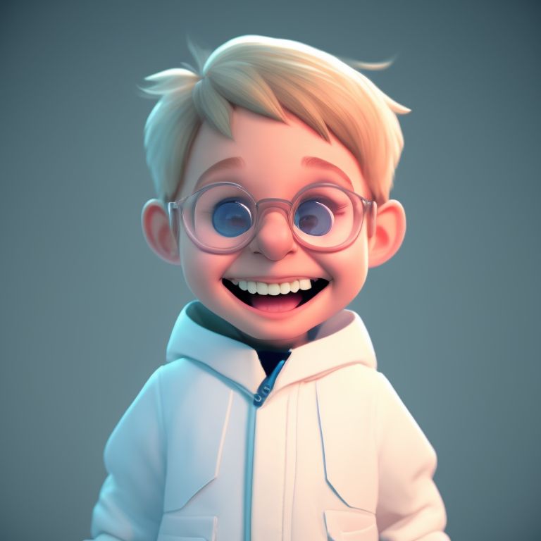 Apt-elephant228: Happy Cute Kid Smiling, Dressed White Scientist Coat 