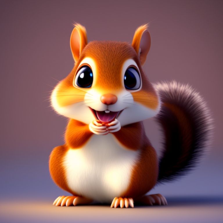 Cute, Tiny, Cartoon, squirrel with its tongue out, disney pixar style, friendly, smiling, 3D character, the squirrel is looking the camera , consept art by Kubisi art, trending on tanrry art, official art handsome, studio lighting, 3D, Pixar, Soft smooth lighting, Soft color palette, 100mm, (((centered)))