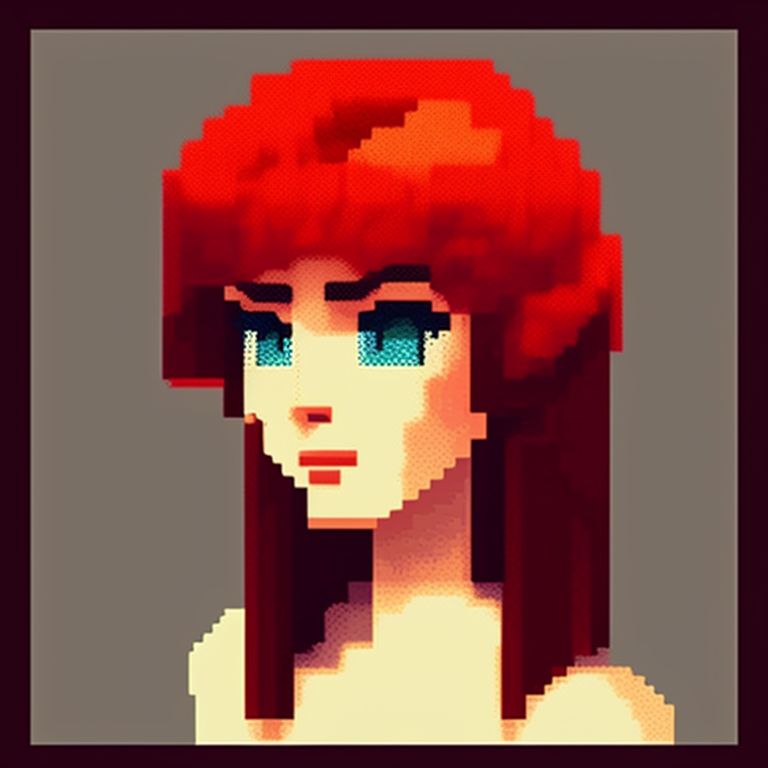 Young Fox988 Make A Pixel Art Character In Square Format With Red Hair