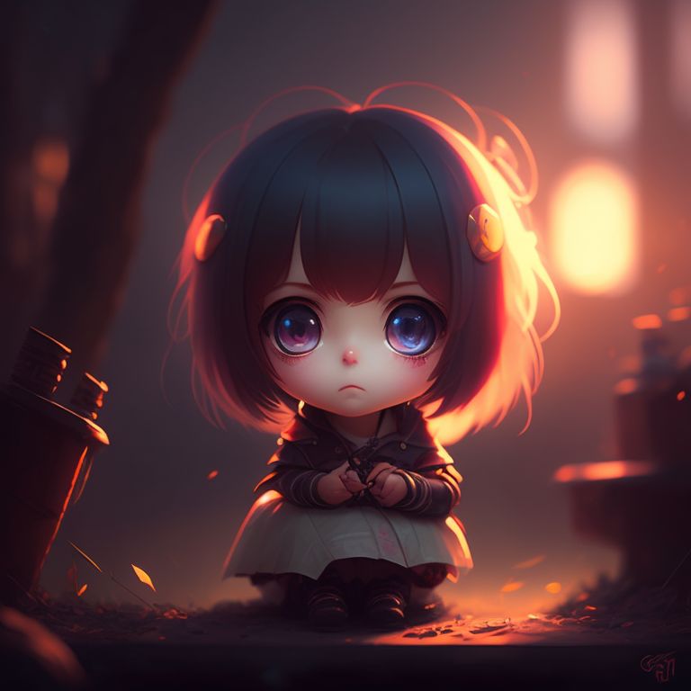 very cute tiny, anime girl sad





, rim lighting, adorable big eyes, small, By greg rutkowski, chibi, Perfect lighting, Sharp focus