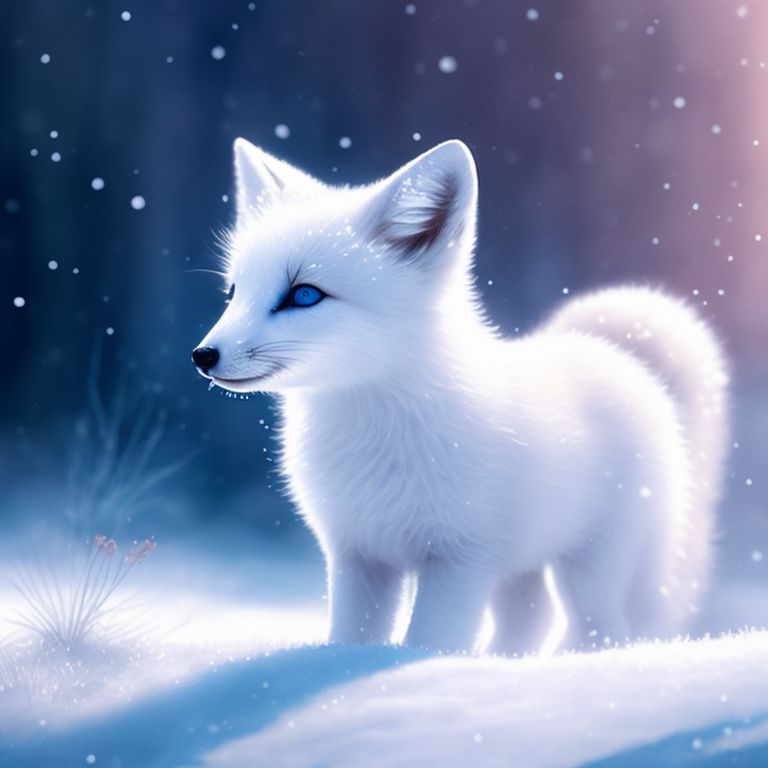 baby white fox drawing