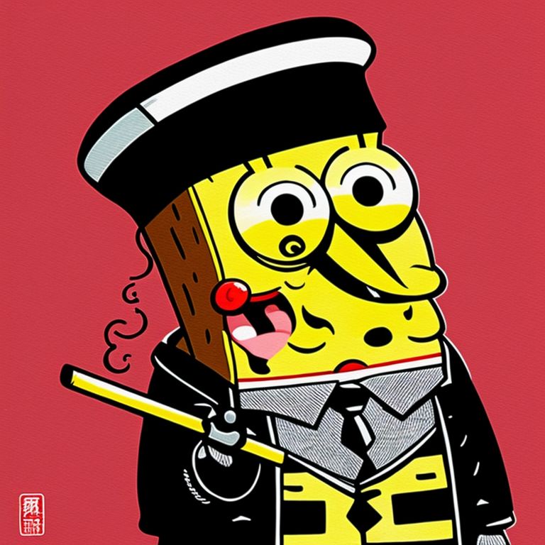 spongebob gangster with a gun