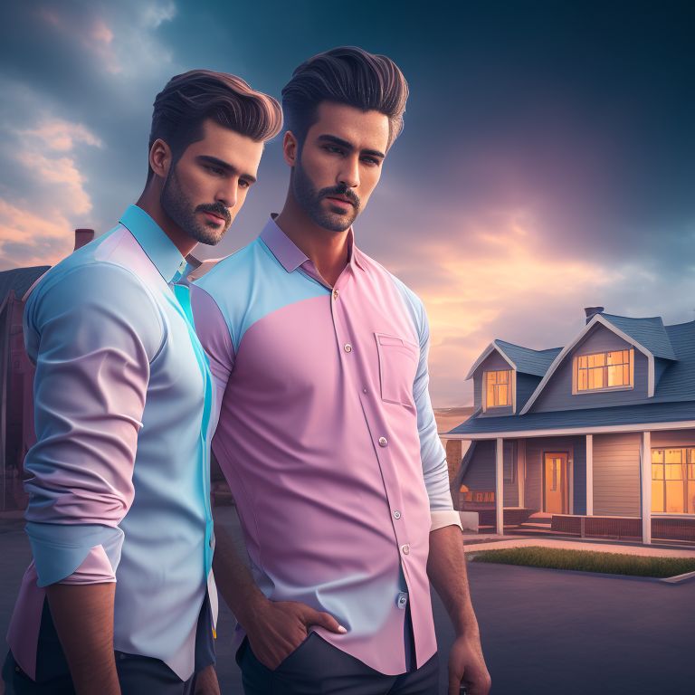 handsome sale man with build shirt sales houses
, Pastel colors, Detailed, 8k