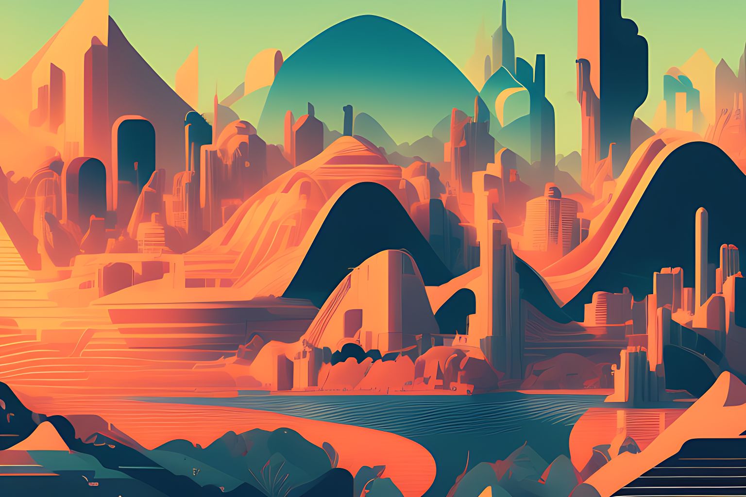 Art Deco City Vector