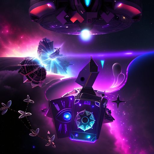 galaxy, dark purple, spaceship, robot