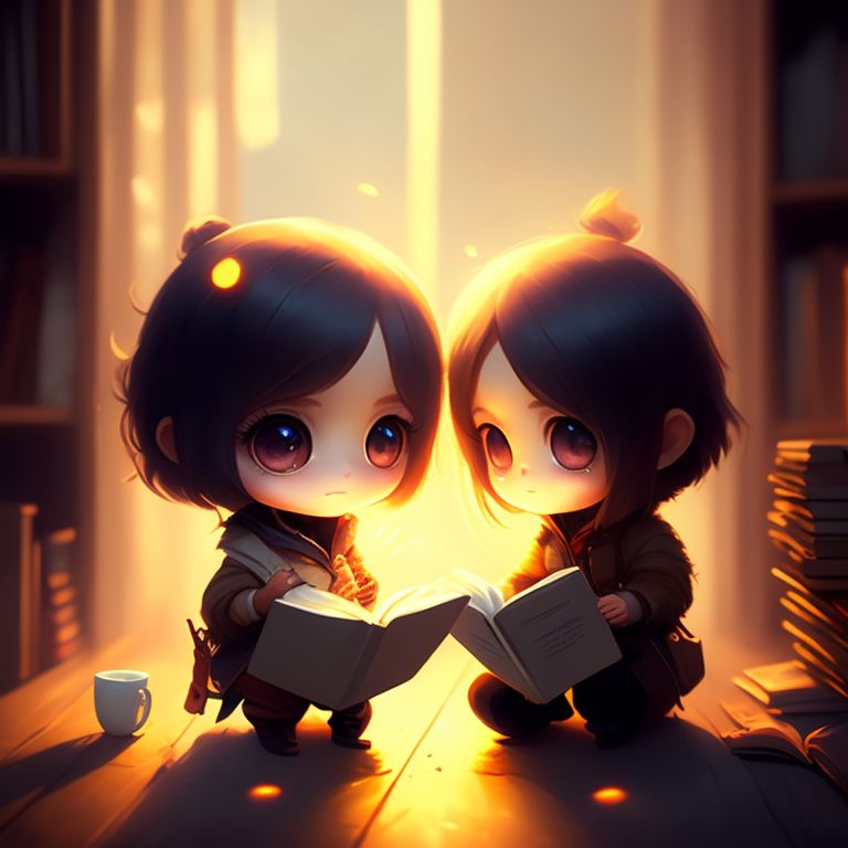 Anime Chibi Reading
