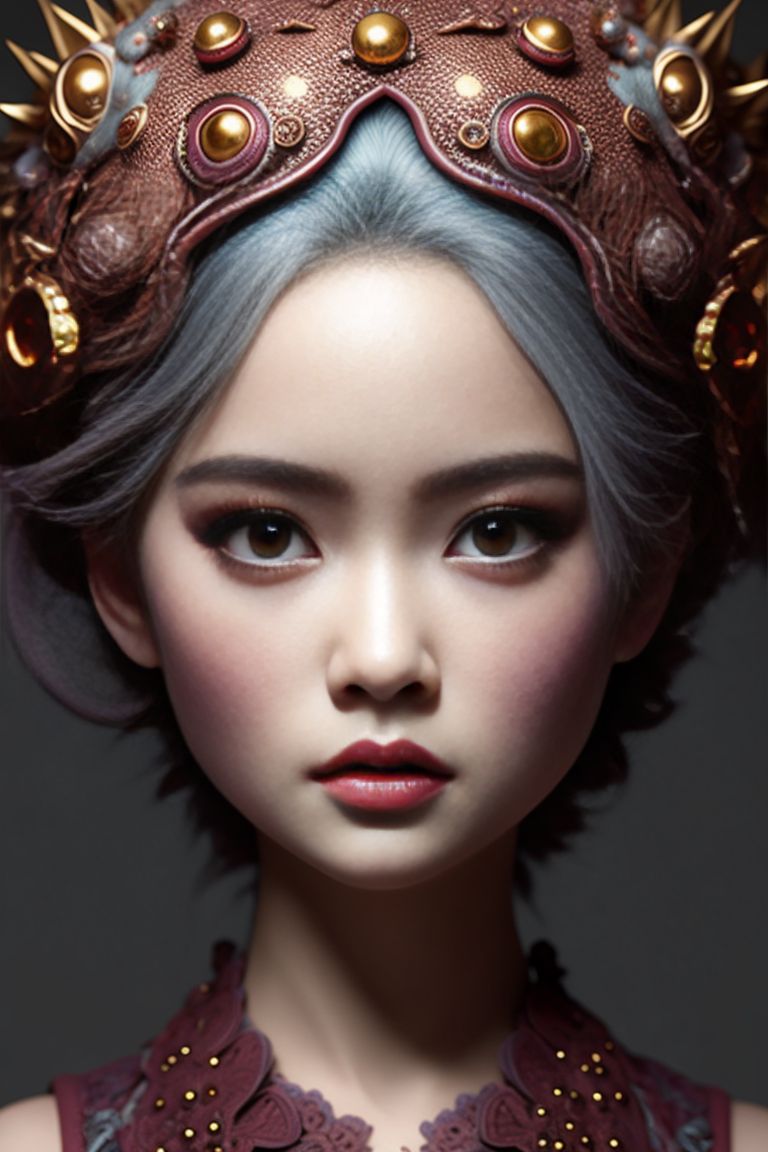 Hyperrealistic photography, Spiny Dragon skin texture, By mark ryden and daiyou-uonome, Nicoletta ceccoli production, Cinematic character render, Head to shoulders portrait, Hyper detailed, By james jean , By sachin teng, Trending on CGSociety, Artstation, Beautiful detailed face, Centered shot, Centered in frame, Intricately detailed, Intricate design cinematic lighting