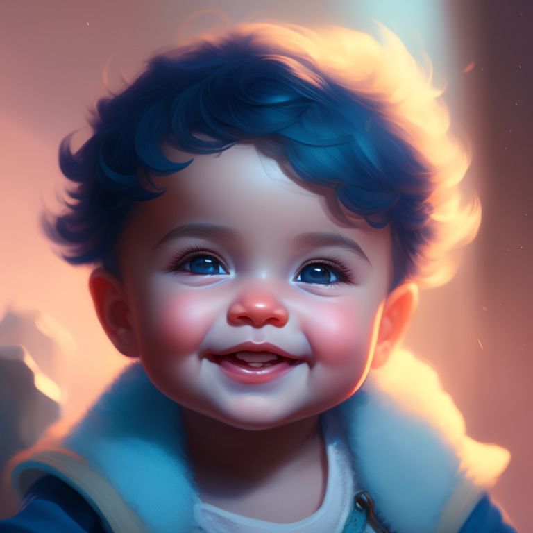 Power2316 Illustration of a cute baby boy in blue smiling