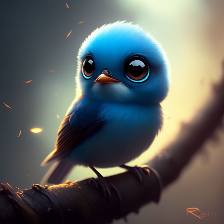Cute Animated Blue Birds
