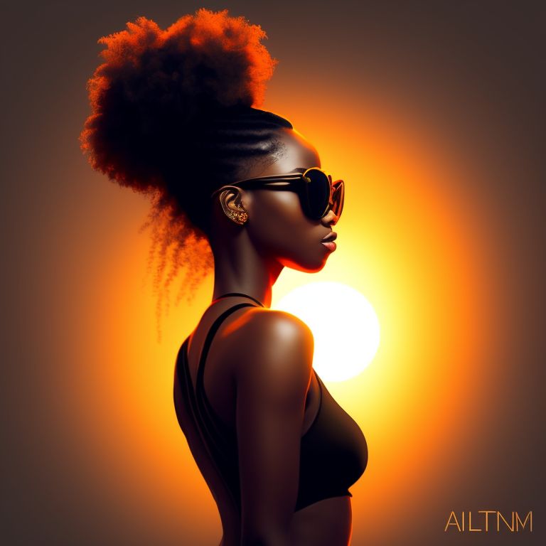 legaldeer46 black woman messy bun hairstyle, wearing medium glow