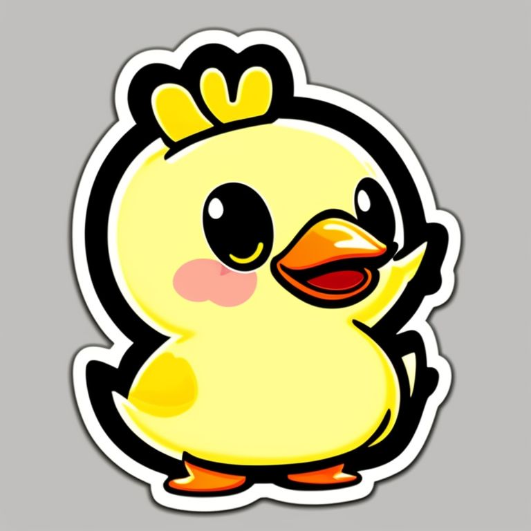 Cute kawaii art, cute little yellow duck 

, Sticker illustration, Featured on 99designs, High quality, Svg, Vector art