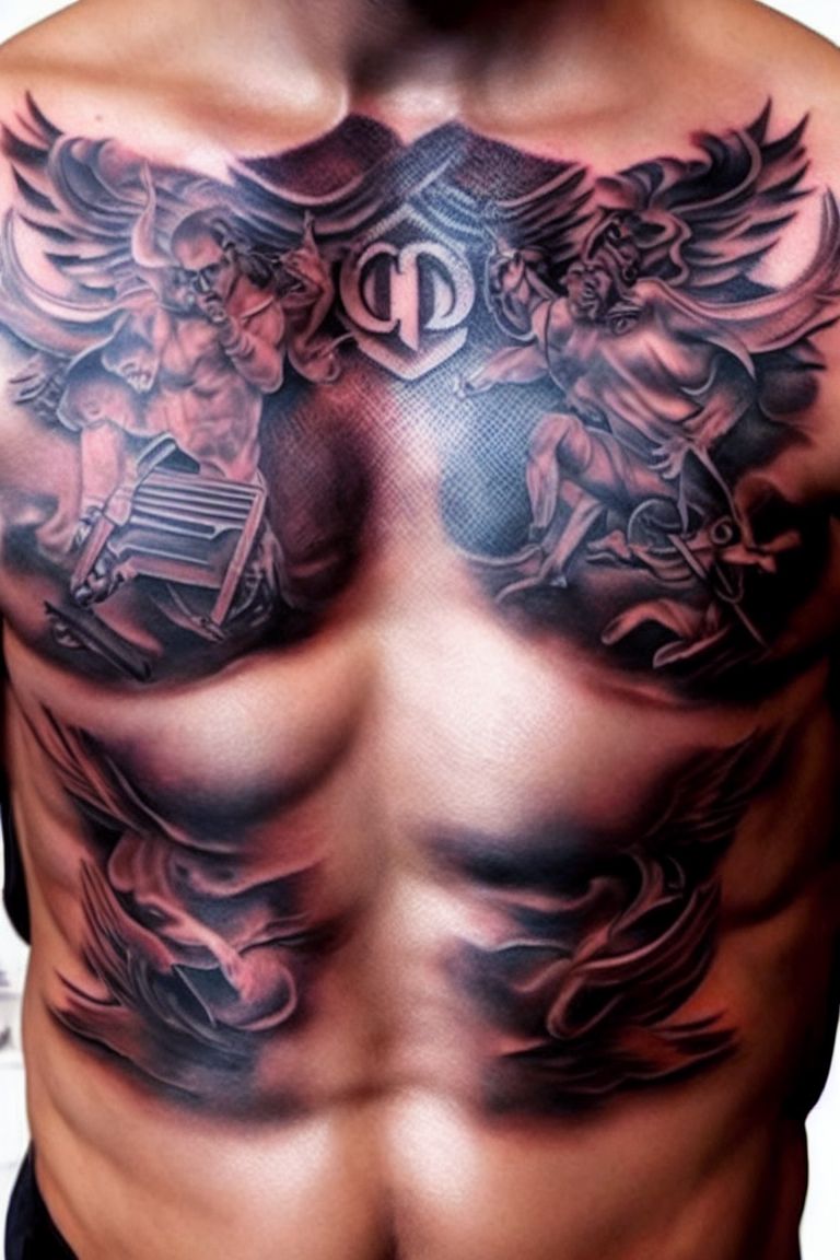 burlylark18 amazing chest tattoo desing