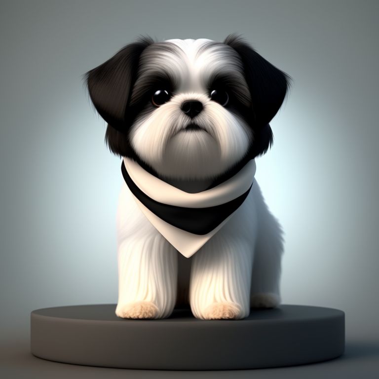 shih tzu black and white boy clipart