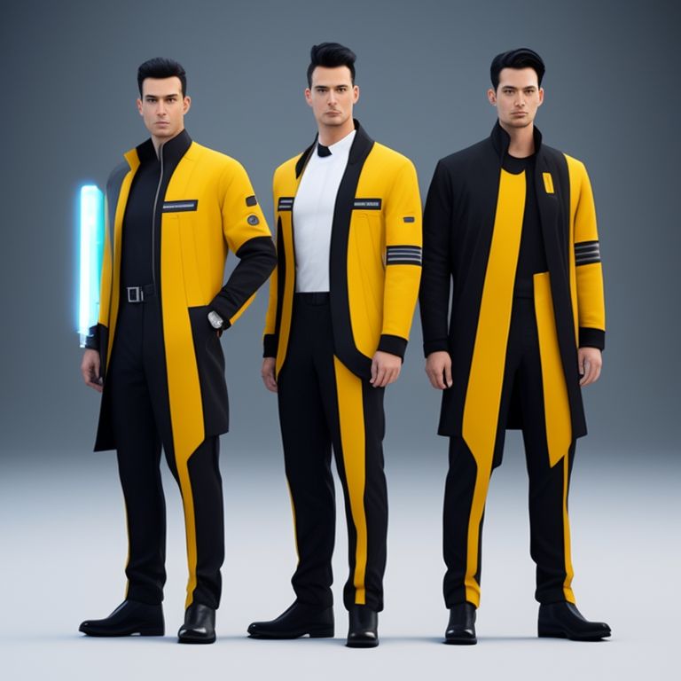 The work uniforms of a company named Sensetime are required to be appropriate for the workplace, with a science-fiction theme, and in line with current trends., Trendy, futuristic yet practical, Sleek, Minimalistic, cool-toned lighting, digital rendering, Highly detailed, art by syd mead and scott robertson and vitaly bulgarov, trending on artstation and behance.