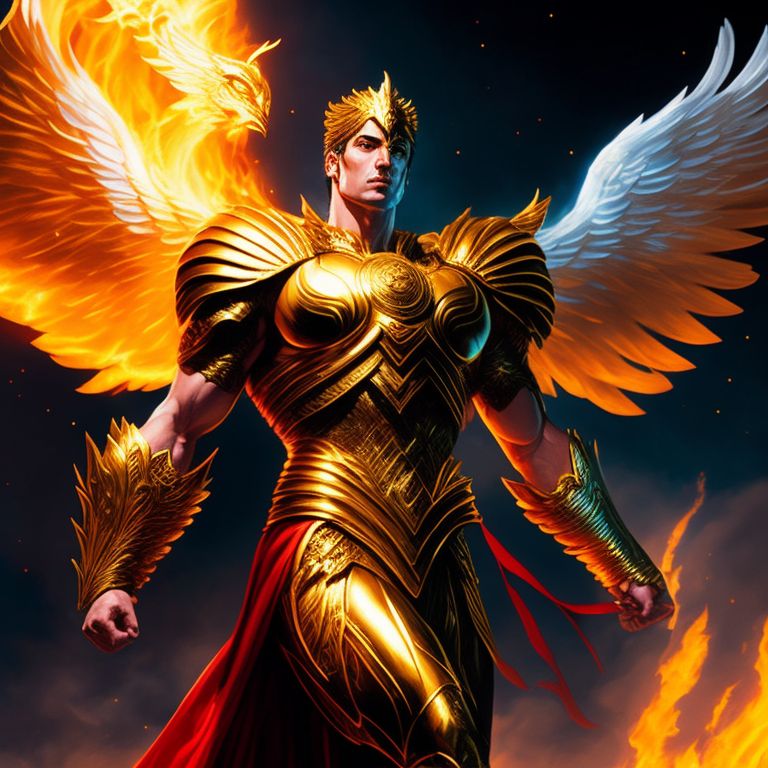 back-mule132: Full body Greek Mythologies golden armor phoenix like ...