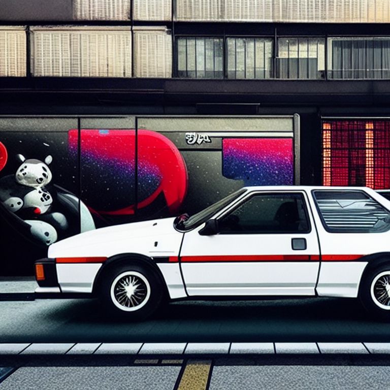 rigiddolphin15 Toyota Panda Trueno ae86 on the streets of Tokyo at night